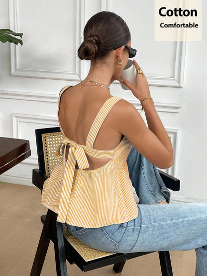 Floral Backless Tie-Up Cami