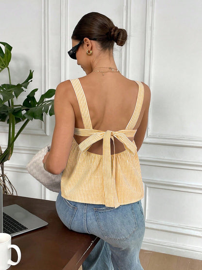Floral Backless Tie-Up Cami