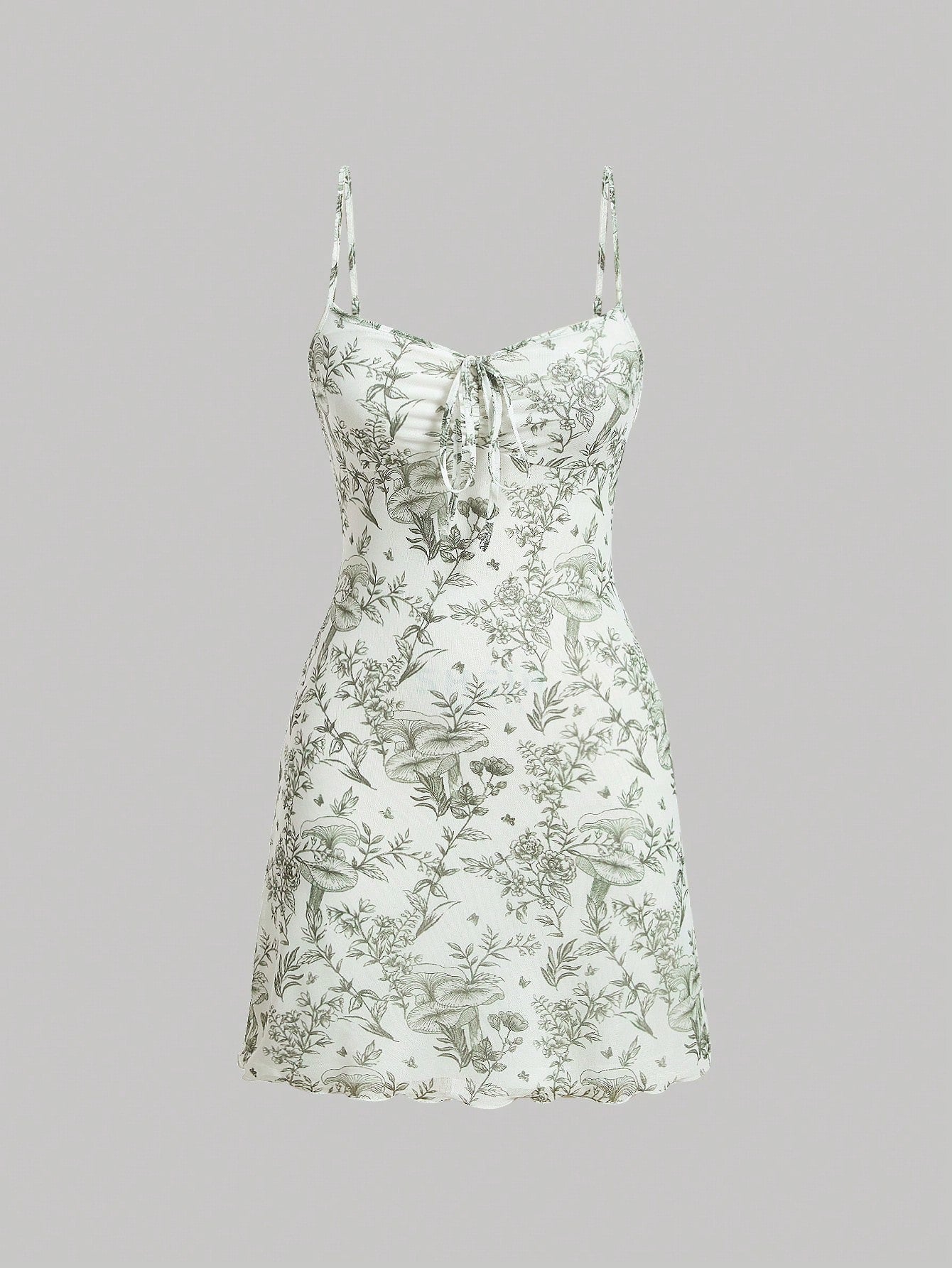 Floral Print Tie-Front Cami Mini Dress | Slim-Fit A-Line Knitted Summer Dress