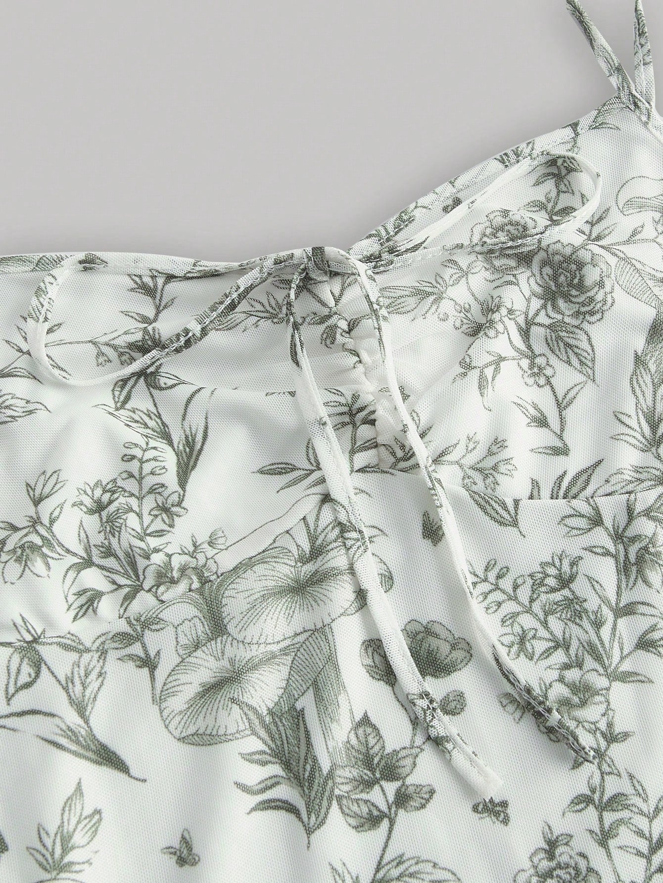 Floral Print Tie-Front Cami Mini Dress | Slim-Fit A-Line Knitted Summer Dress