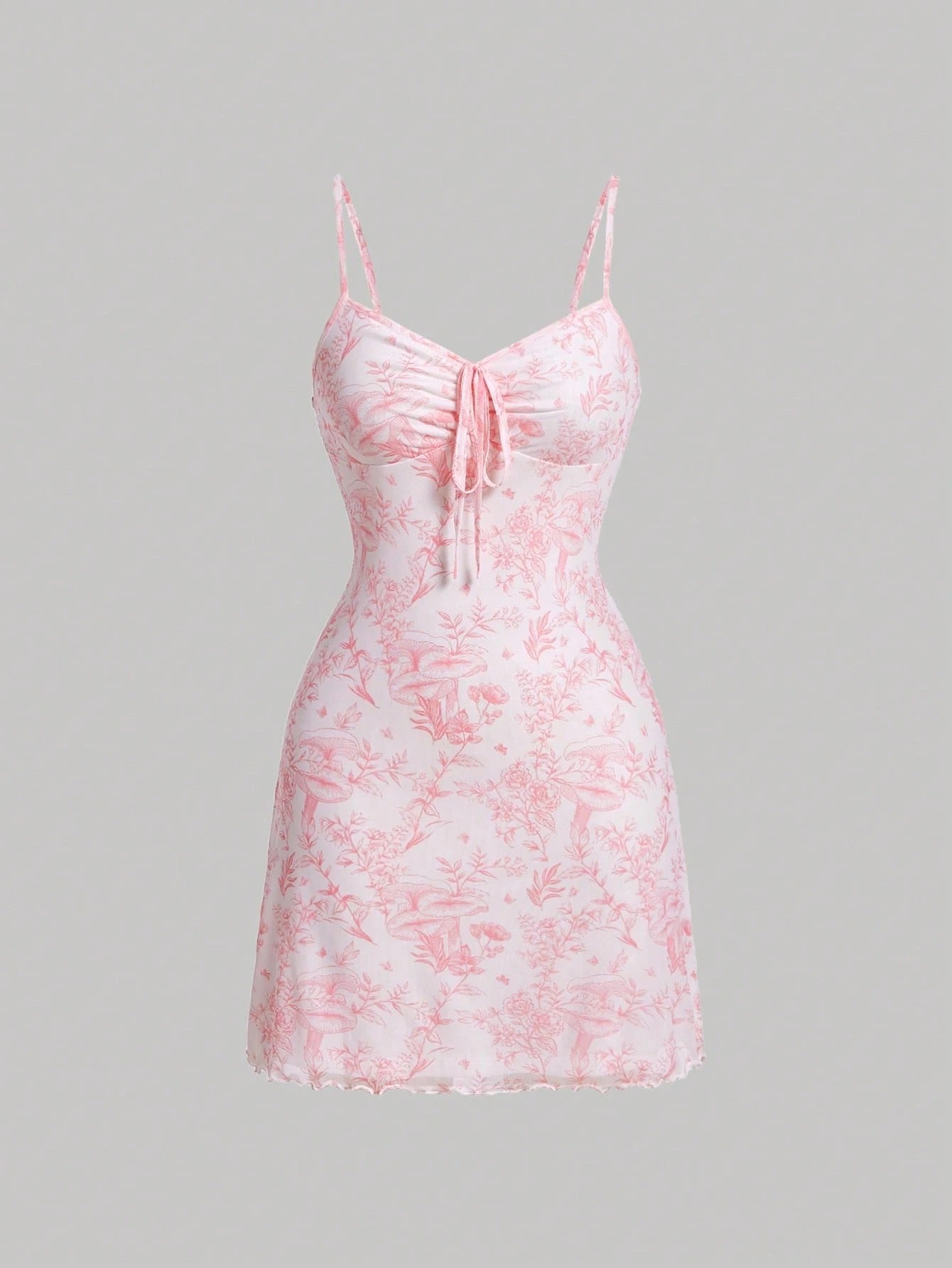 Floral Print Tie-Front Cami Mini Dress | Slim-Fit A-Line Knitted Summer Dress