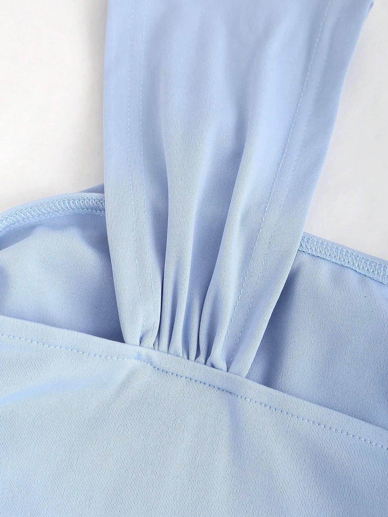Solid Color Asymmetrical Neck Ruched Mini Dress | Y2K Cinched Waist High-Stretch Vacation Dress
