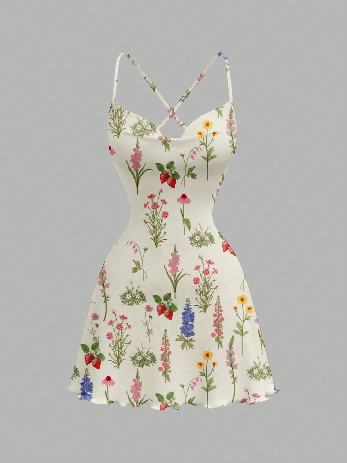 Printed Draped Neck Strap Mini Dress | Sleeveless Boho Slim-Fit A-Line Summer Going-Out Dress