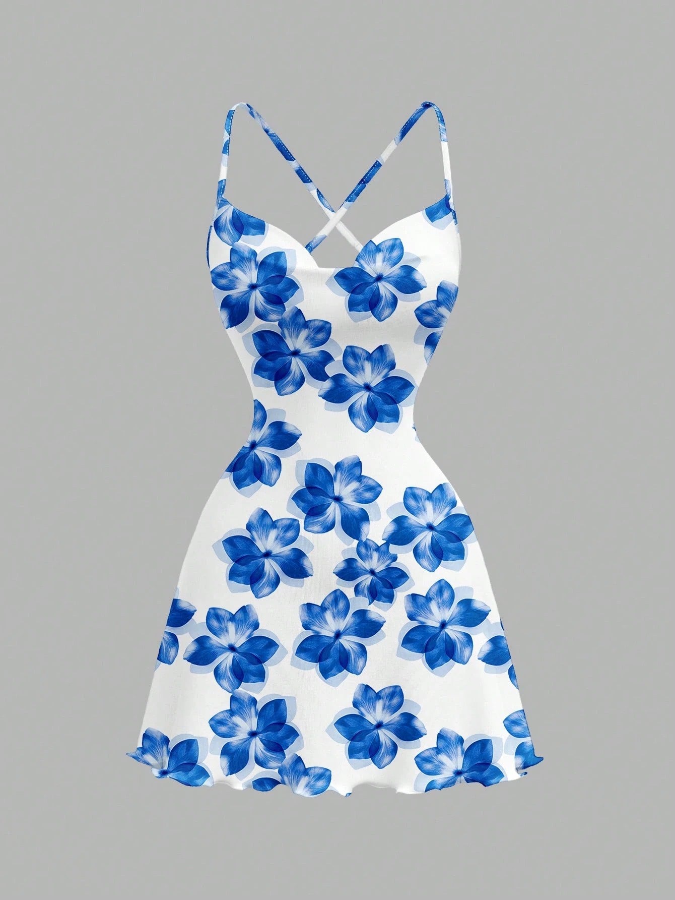 Printed Draped Neck Strap Mini Dress | Sleeveless Boho Slim-Fit A-Line Summer Going-Out Dress