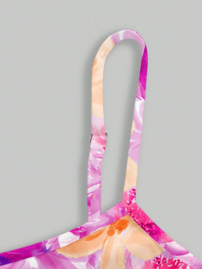 Printed Draped Neck Strap Mini Dress | Sleeveless Boho Slim-Fit A-Line Summer Going-Out Dress