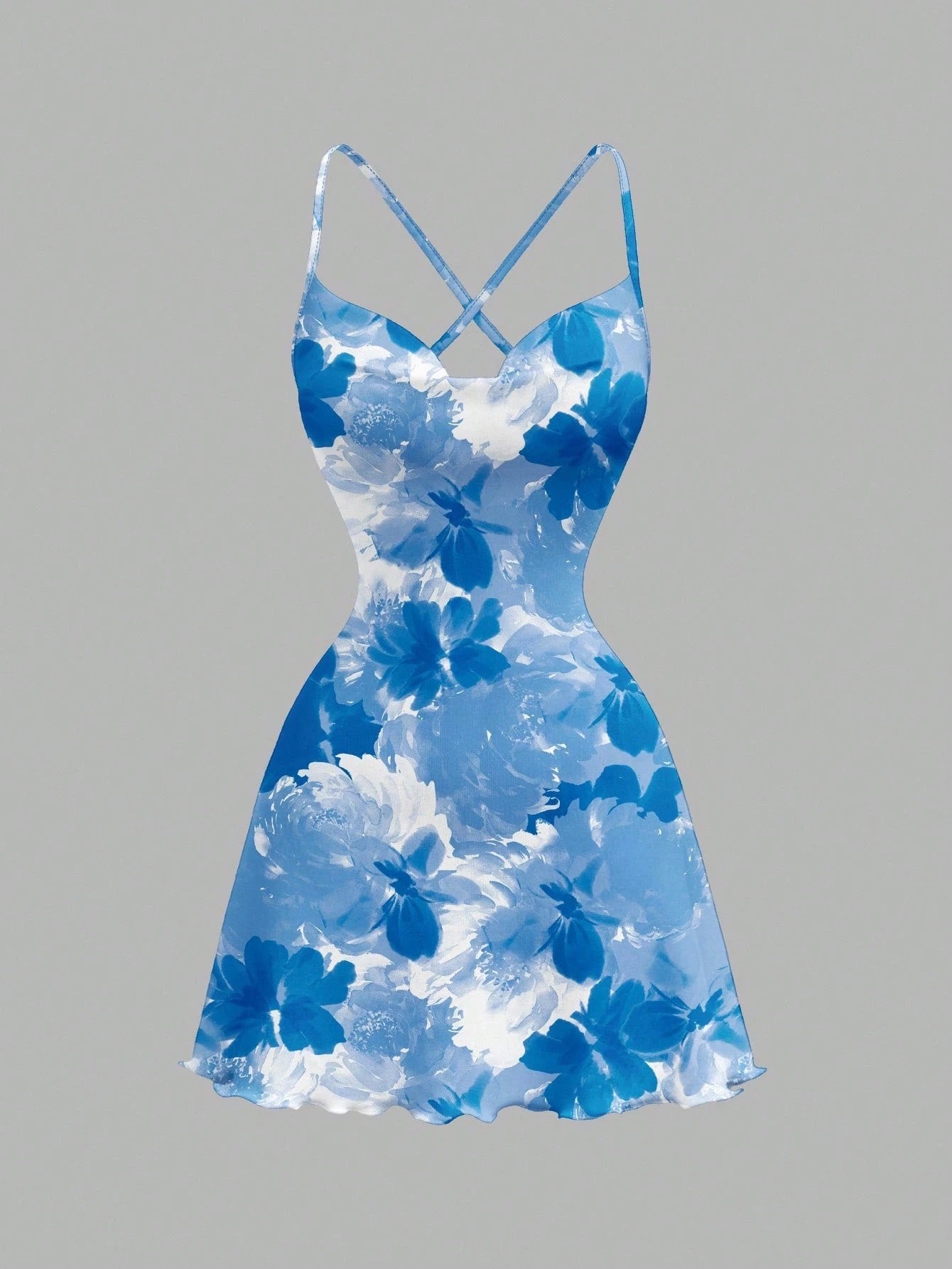 Printed Draped Neck Strap Mini Dress | Sleeveless Boho Slim-Fit A-Line Summer Going-Out Dress