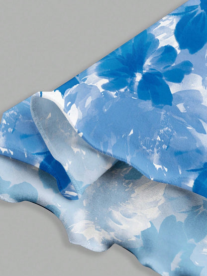 Printed Draped Neck Strap Mini Dress | Sleeveless Boho Slim-Fit A-Line Summer Going-Out Dress