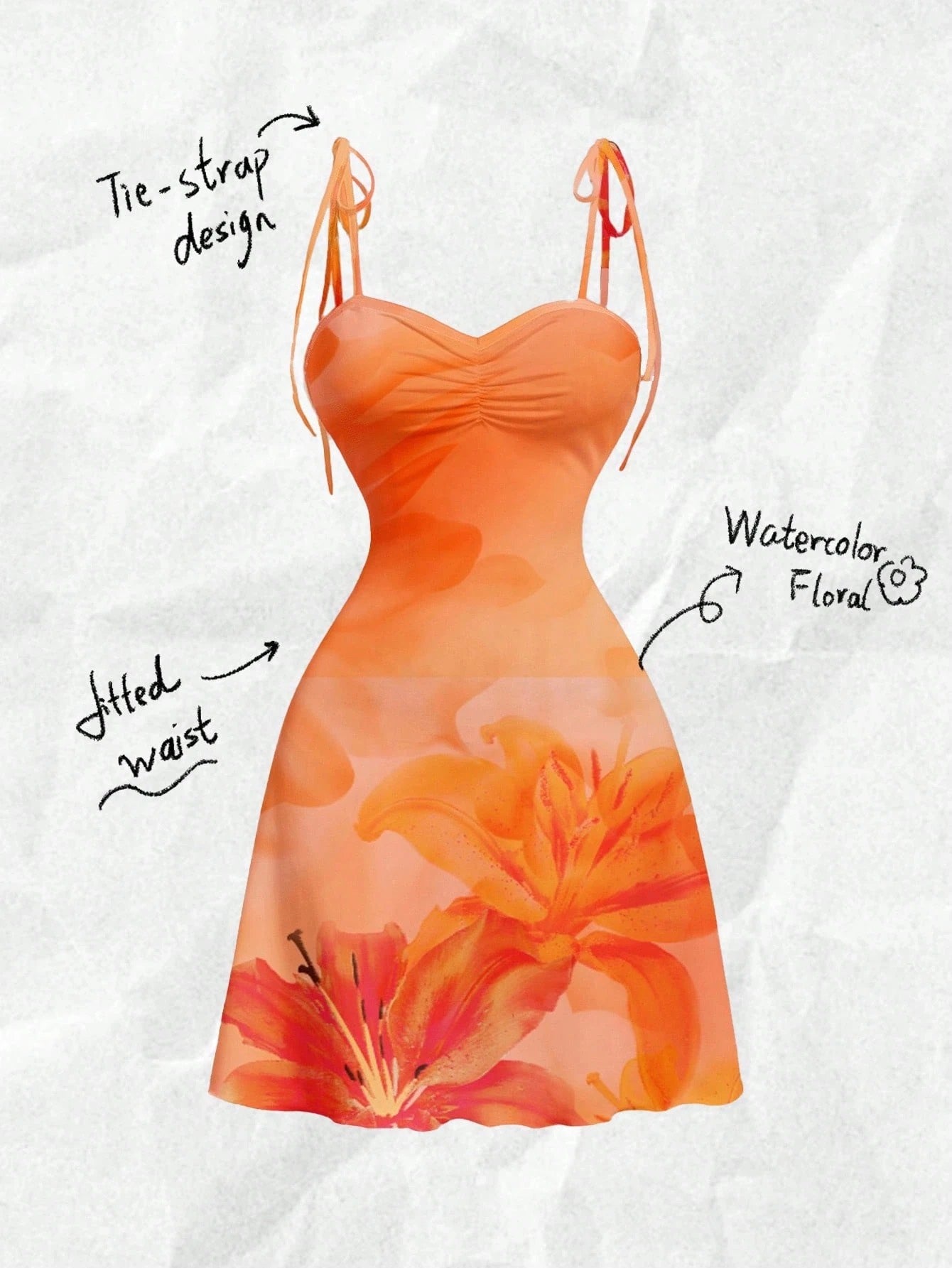 Tie-Shoulder Ruched A-Line Mini Dress | Hawaiian Floral Slim-Fit Summer Bodycon Dress