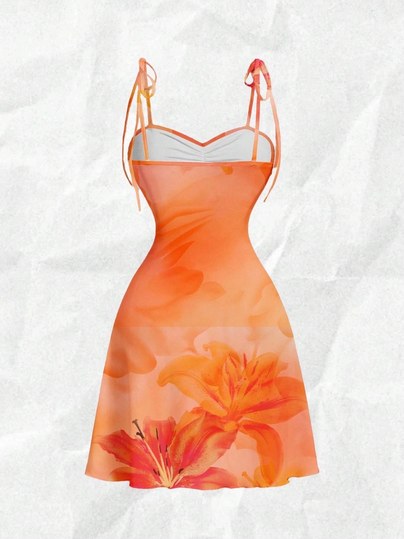 Tie-Shoulder Ruched A-Line Mini Dress | Hawaiian Floral Slim-Fit Summer Bodycon Dress