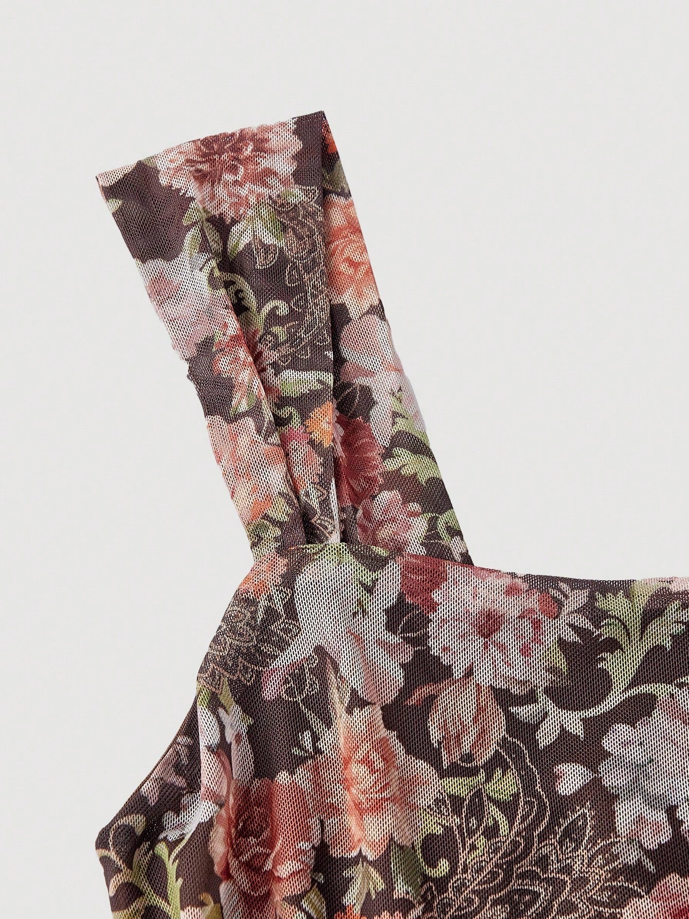 Vintage Floral Square Neck Halter Midi Dress | Slim Fit Flowy Prom & Wedding Guest Dress