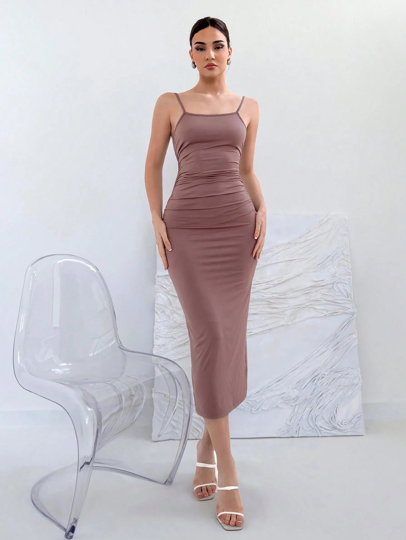Backless Knot Cami Midi Dress | Sleeveless Stretchy Open Back Summer Bodycon
