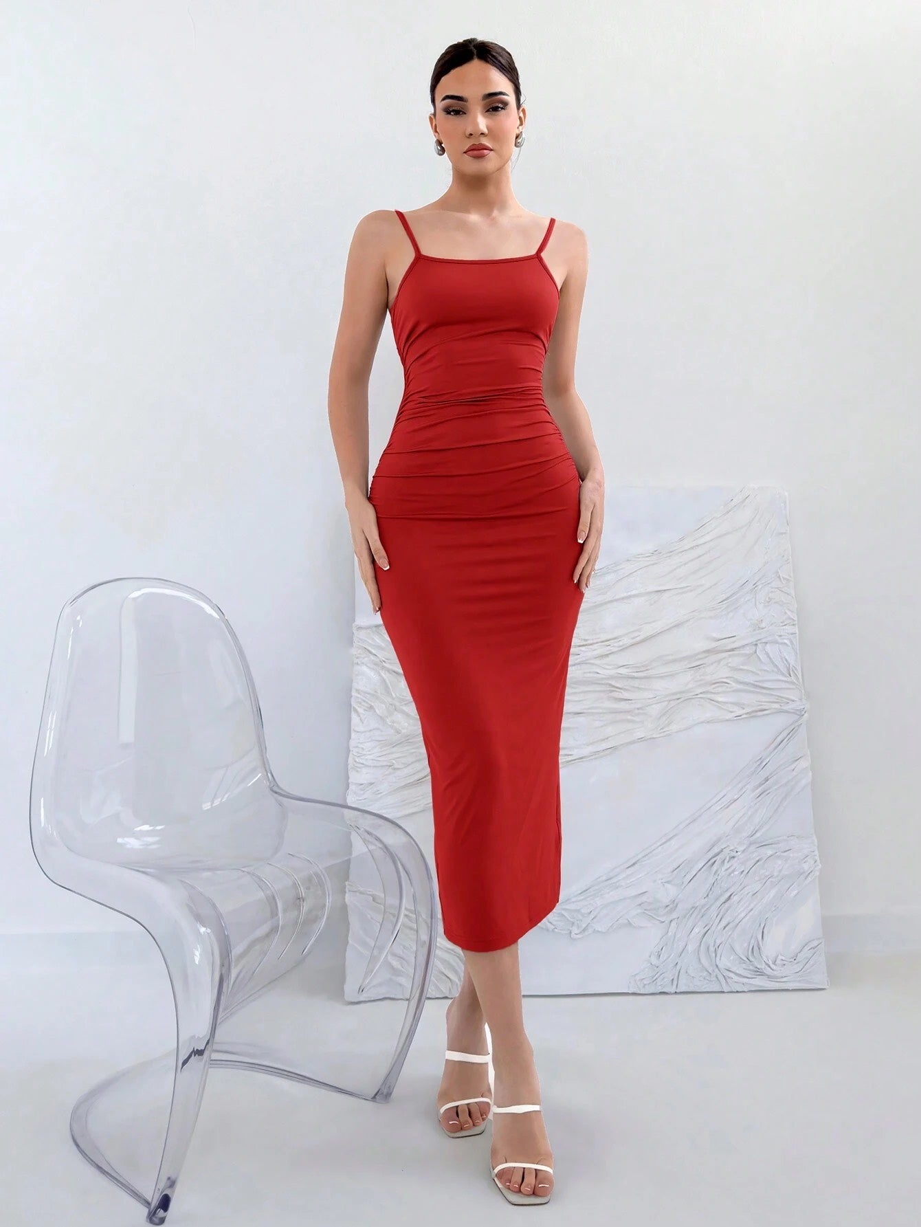 Backless Knot Cami Midi Dress | Sleeveless Stretchy Open Back Summer Bodycon