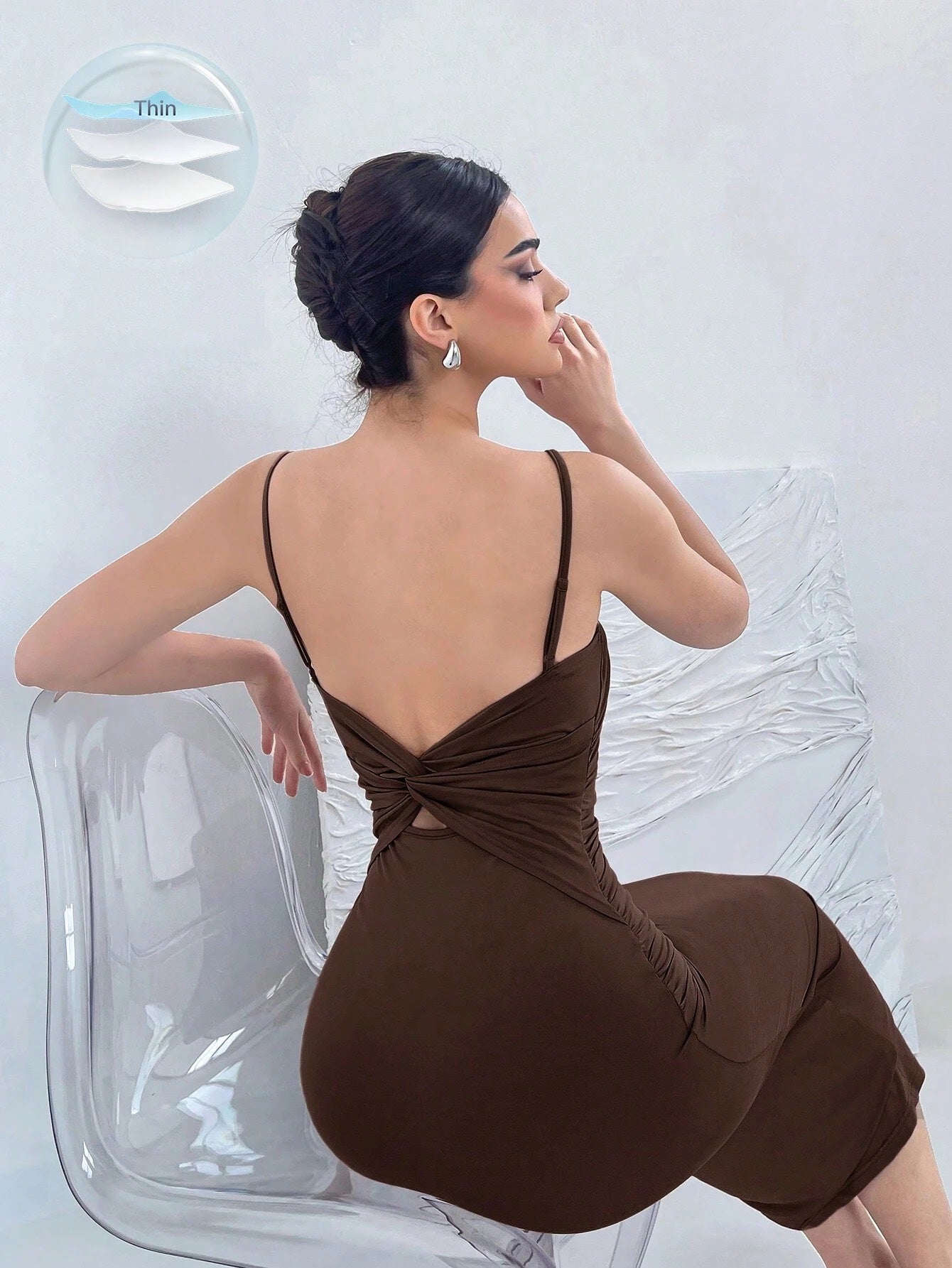 Backless Knot Cami Midi Dress | Sleeveless Stretchy Open Back Summer Bodycon