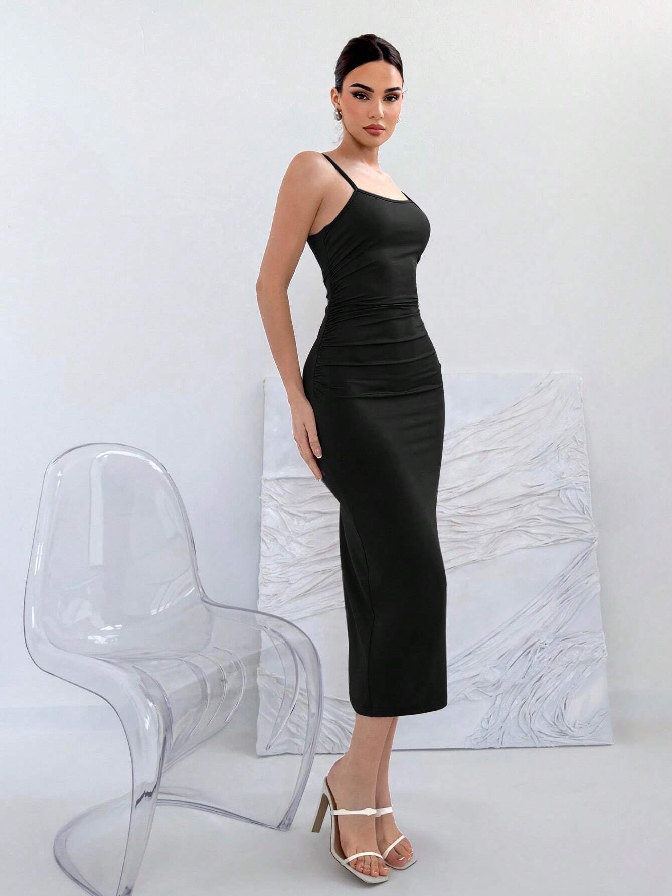 Backless Knot Cami Midi Dress | Sleeveless Stretchy Open Back Summer Bodycon