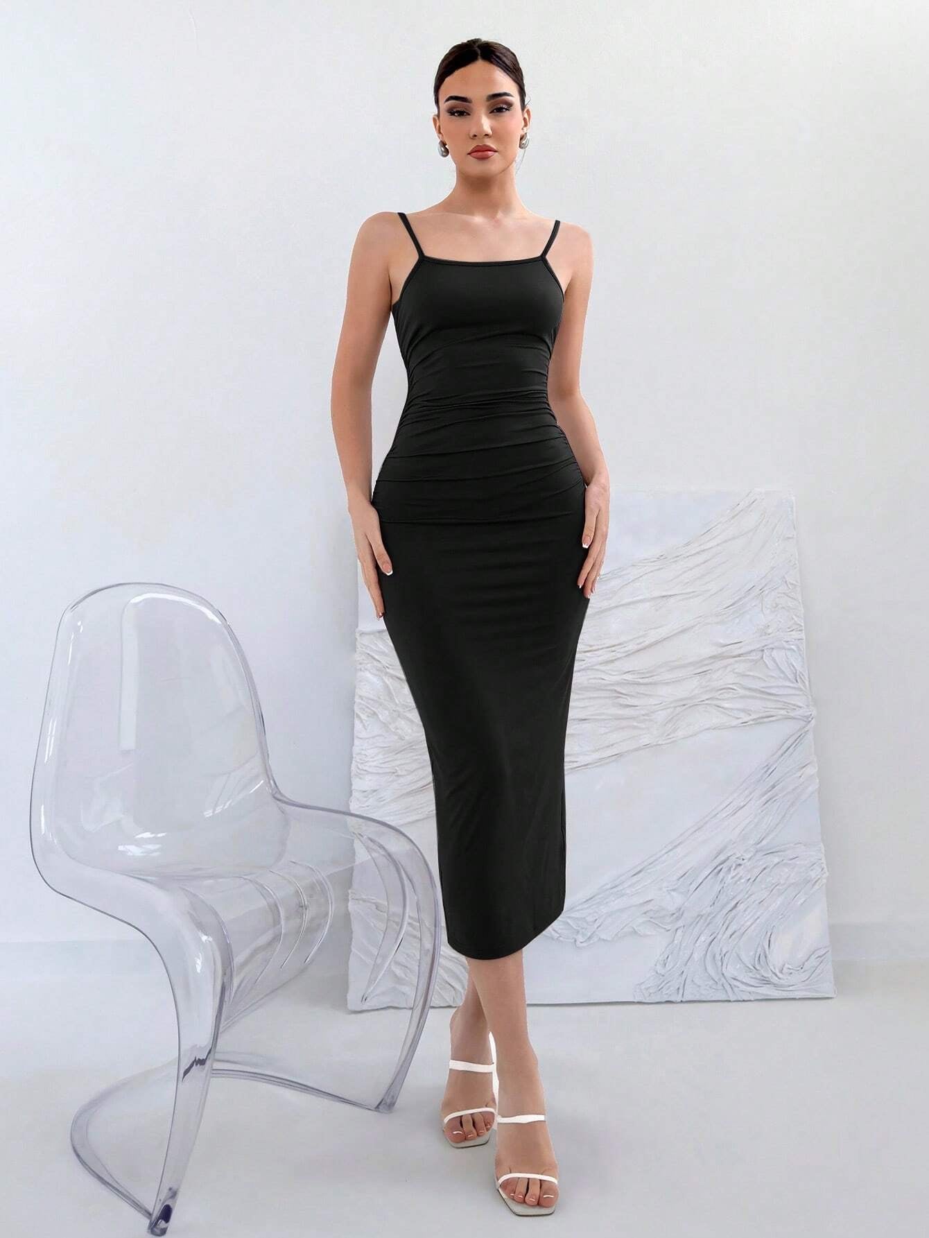 Backless Knot Cami Midi Dress | Sleeveless Stretchy Open Back Summer Bodycon