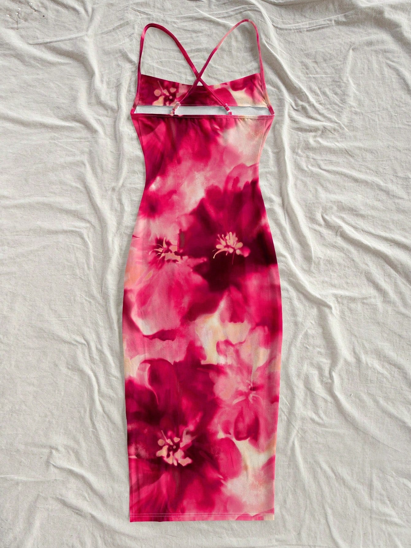 Floral Print Sleeveless Bodycon Midi Dress – Spaghetti Strap Backless Summer Holiday Wear