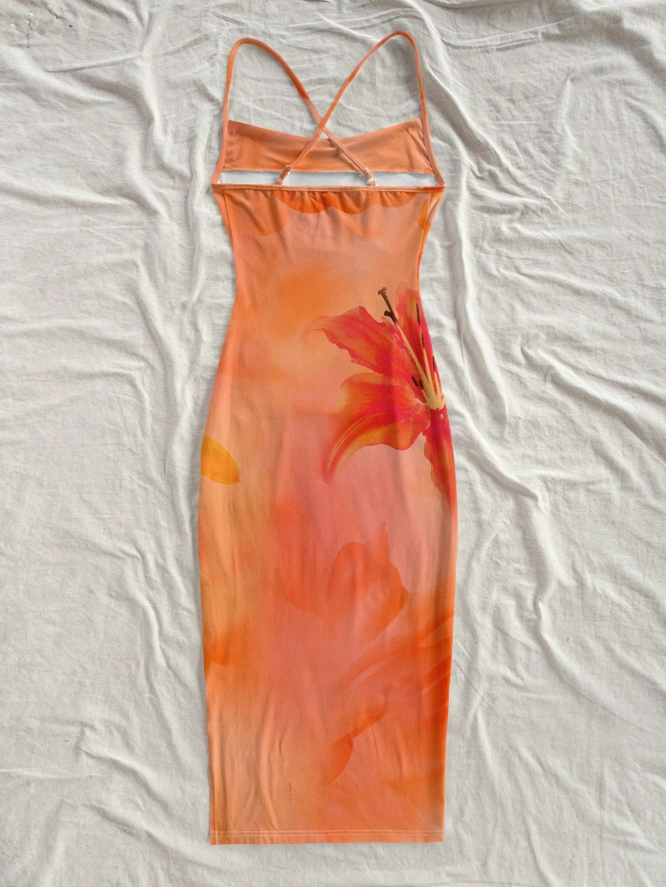 Floral Print Sleeveless Bodycon Midi Dress – Spaghetti Strap Backless Summer Holiday Wear