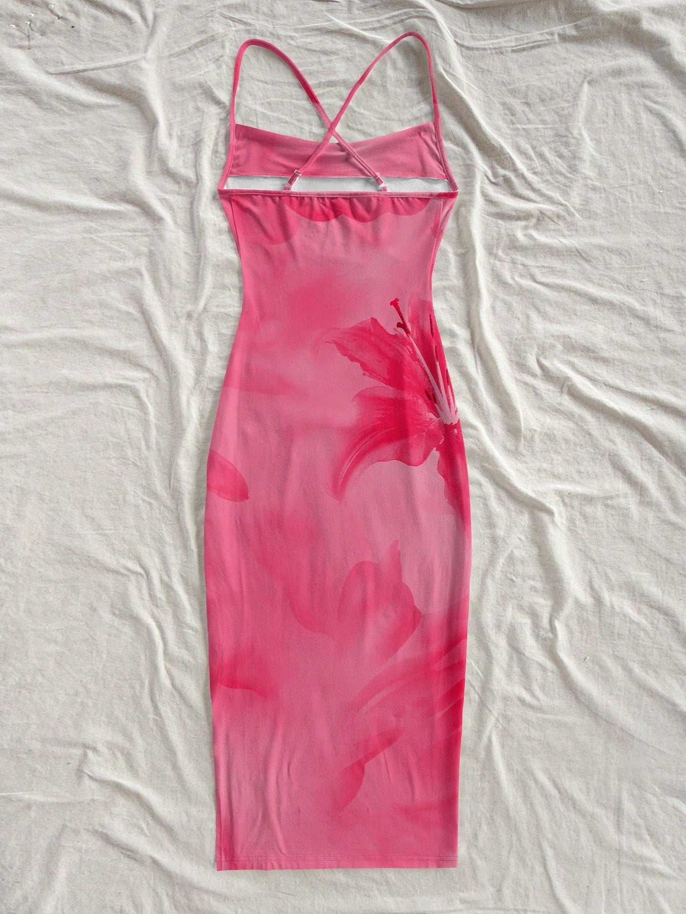 Floral Print Sleeveless Bodycon Midi Dress – Spaghetti Strap Backless Summer Holiday Wear