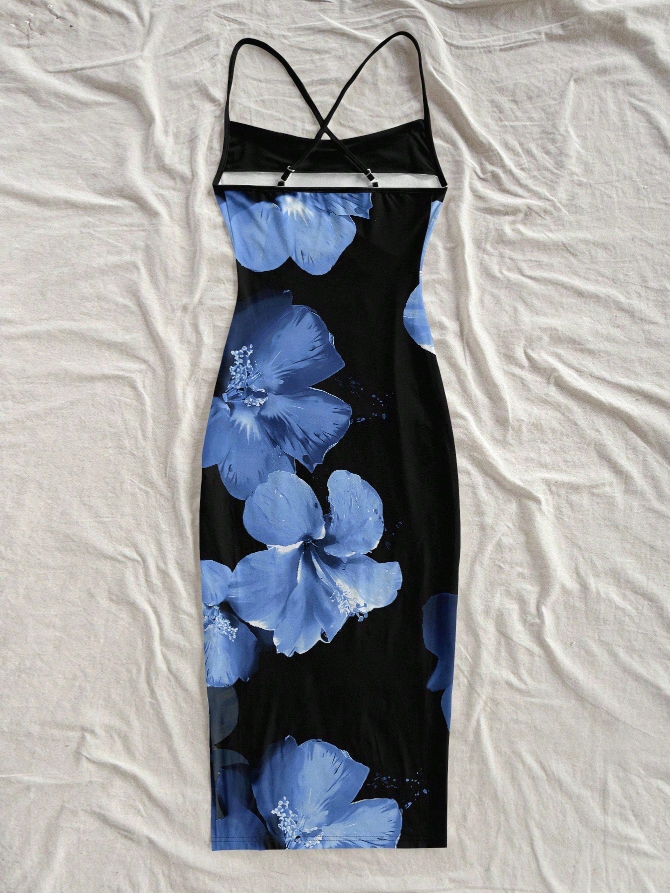 Floral Print Sleeveless Bodycon Midi Dress – Spaghetti Strap Backless Summer Holiday Wear