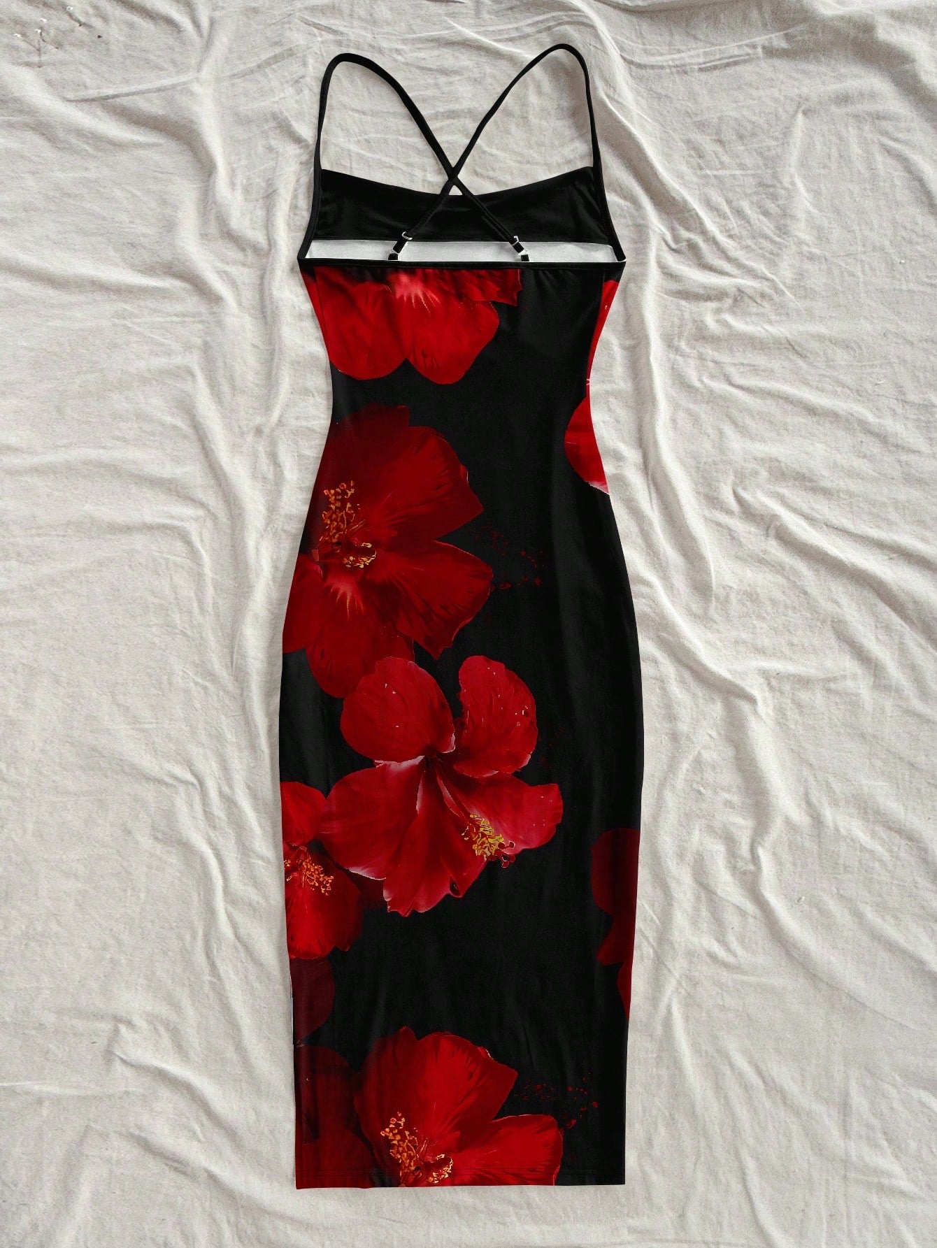 Floral Print Sleeveless Bodycon Midi Dress – Spaghetti Strap Backless Summer Holiday Wear