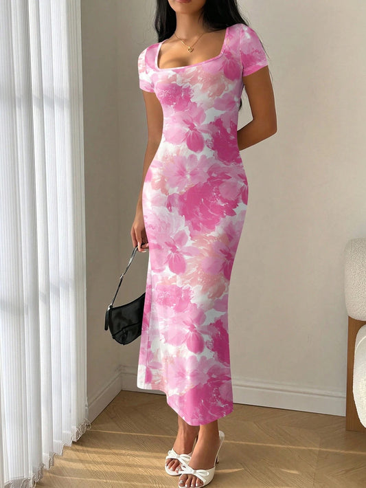 Summer Mermaid Ruffled Scoop Neck Bodycon Midi Dress – Chic Holiday & Going-Out Wear