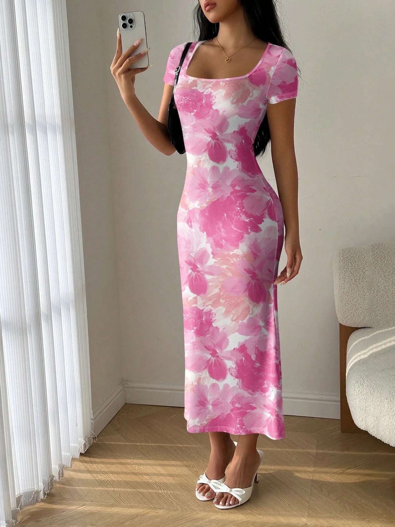 Summer Mermaid Ruffled Scoop Neck Bodycon Midi Dress – Chic Holiday & Going-Out Wear