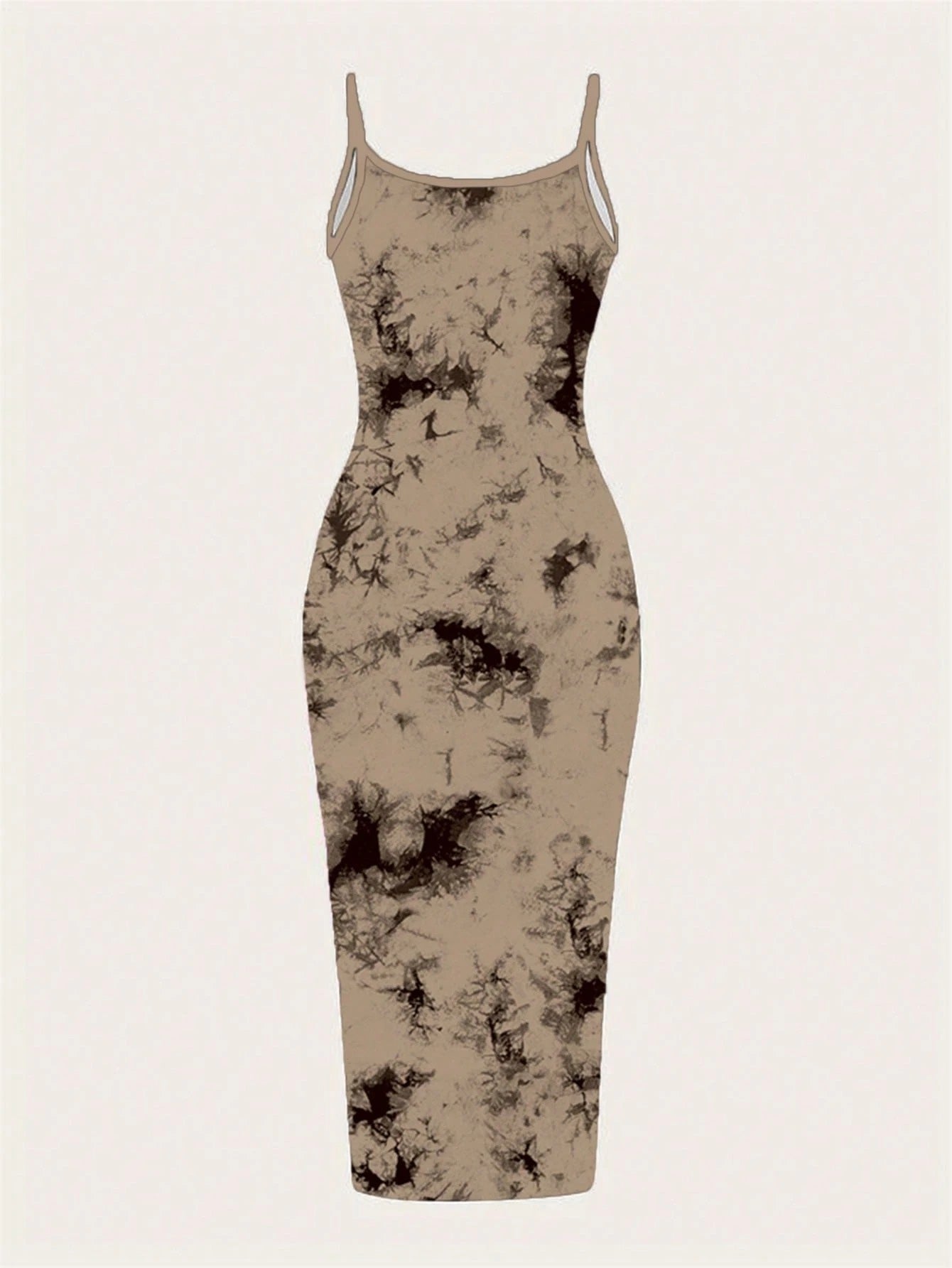 Tie-Dye Spaghetti Strap Bodycon Midi Dress – Minimal Summer Slip Dress