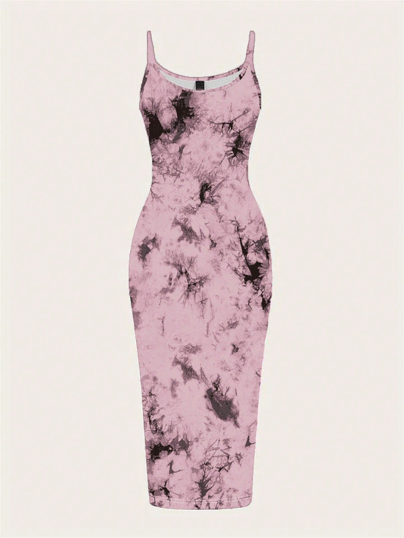 Tie-Dye Spaghetti Strap Bodycon Midi Dress – Minimal Summer Slip Dress