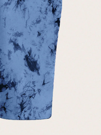 Tie-Dye Spaghetti Strap Bodycon Midi Dress – Minimal Summer Slip Dress