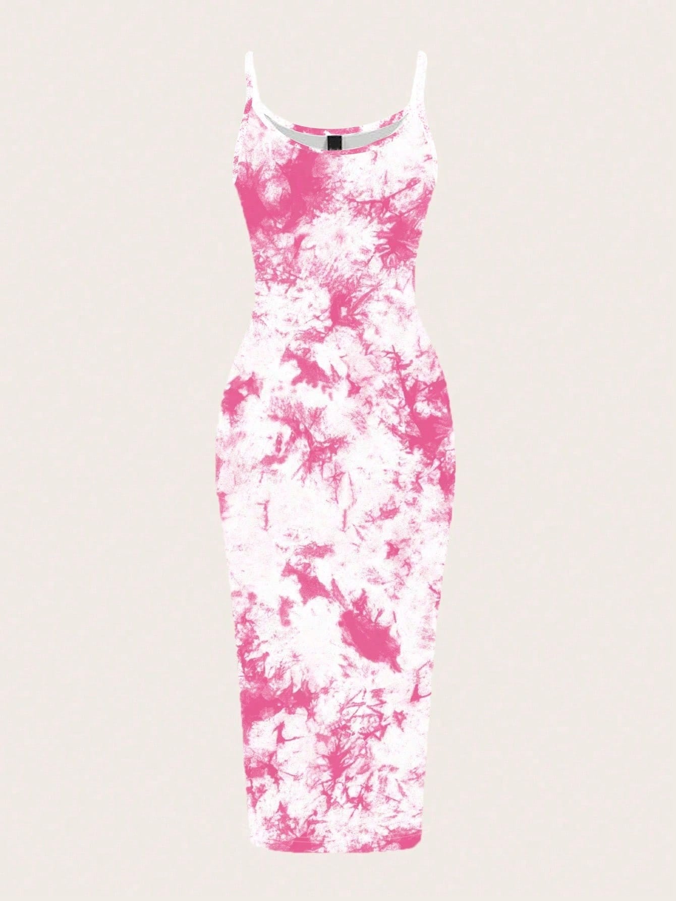 Tie-Dye Spaghetti Strap Bodycon Midi Dress – Minimal Summer Slip Dress