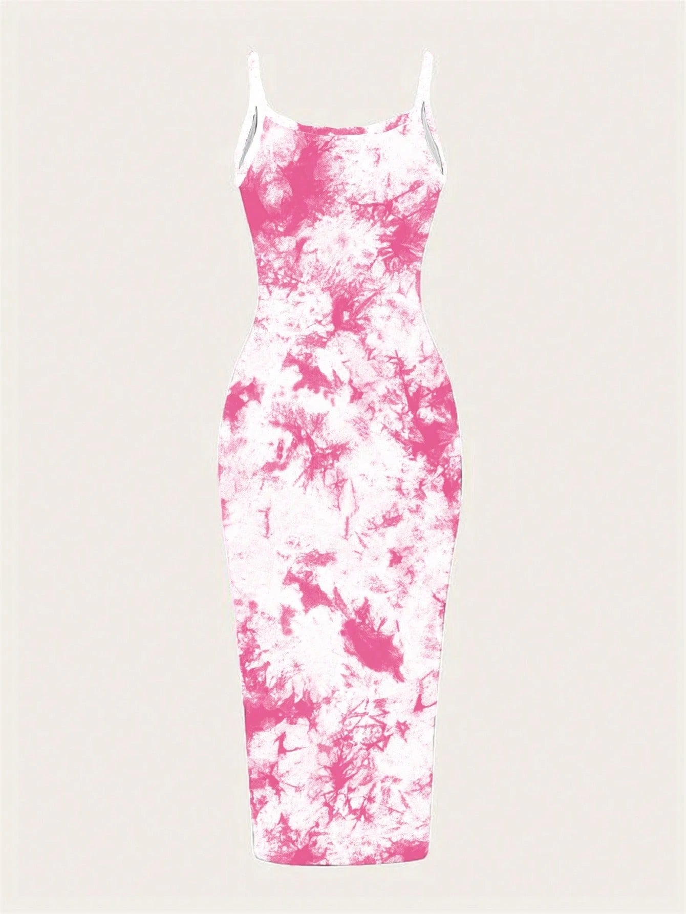 Tie-Dye Spaghetti Strap Bodycon Midi Dress – Minimal Summer Slip Dress