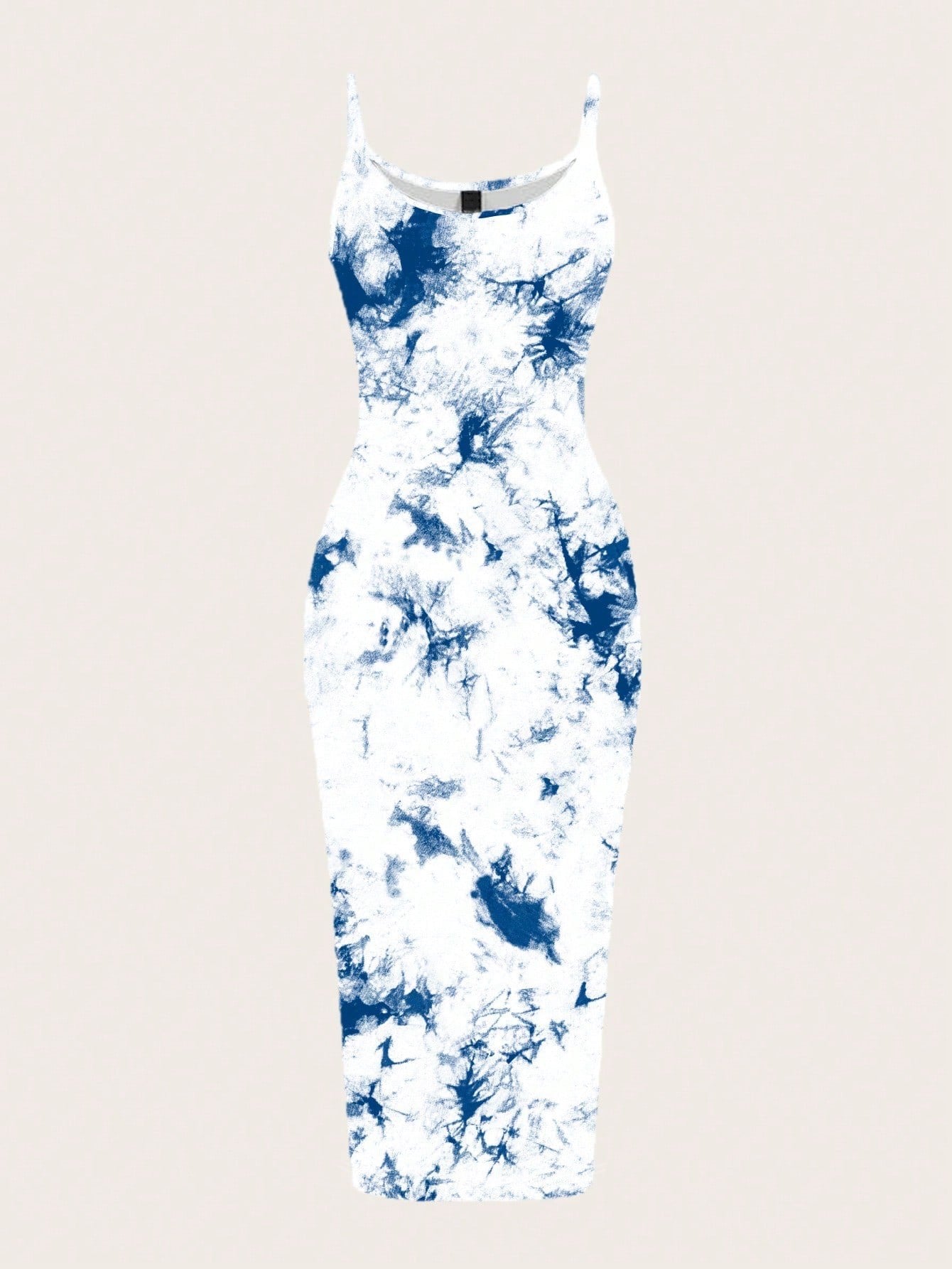 Tie-Dye Spaghetti Strap Bodycon Midi Dress – Minimal Summer Slip Dress