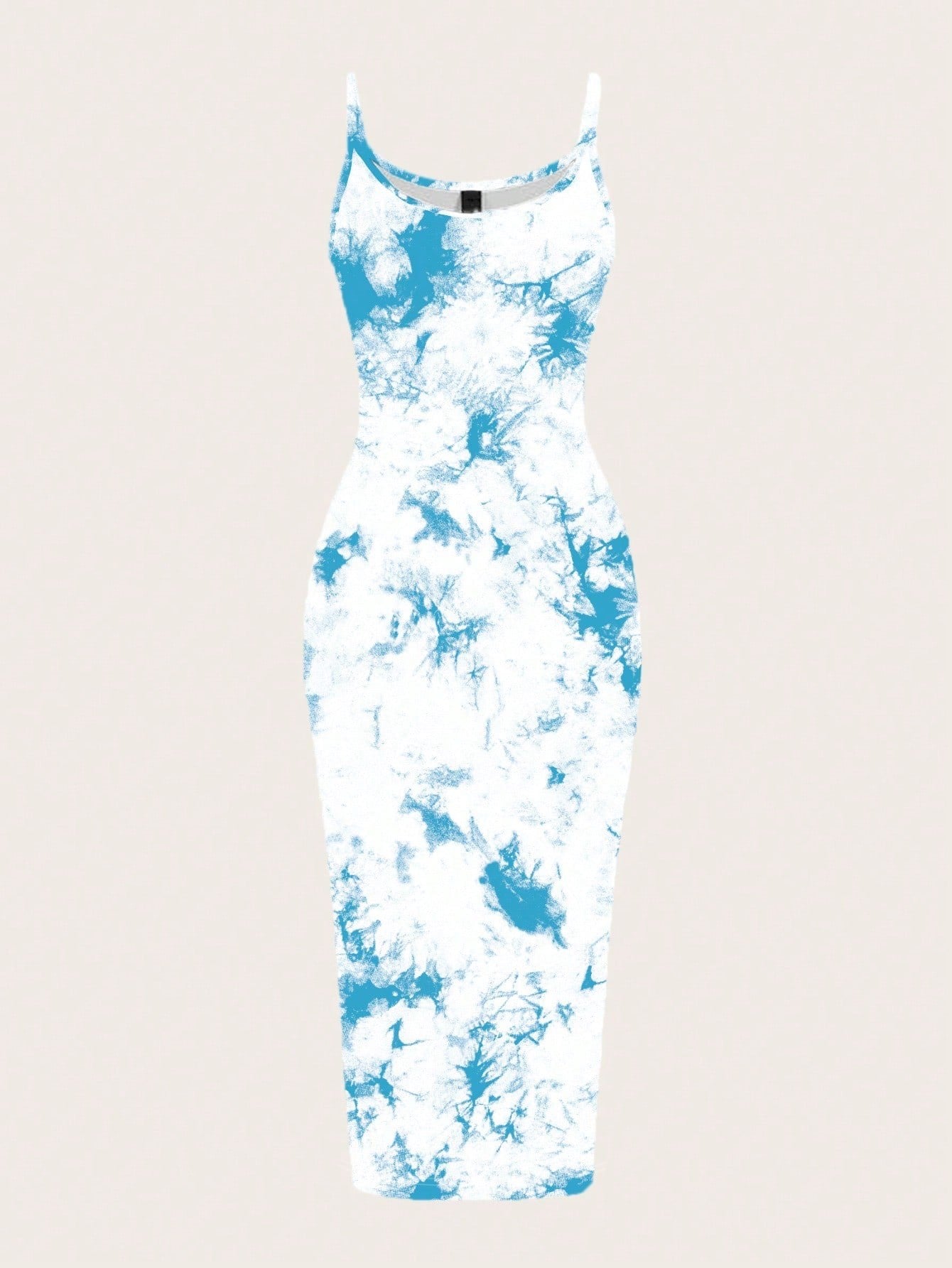 Tie-Dye Spaghetti Strap Bodycon Midi Dress – Minimal Summer Slip Dress