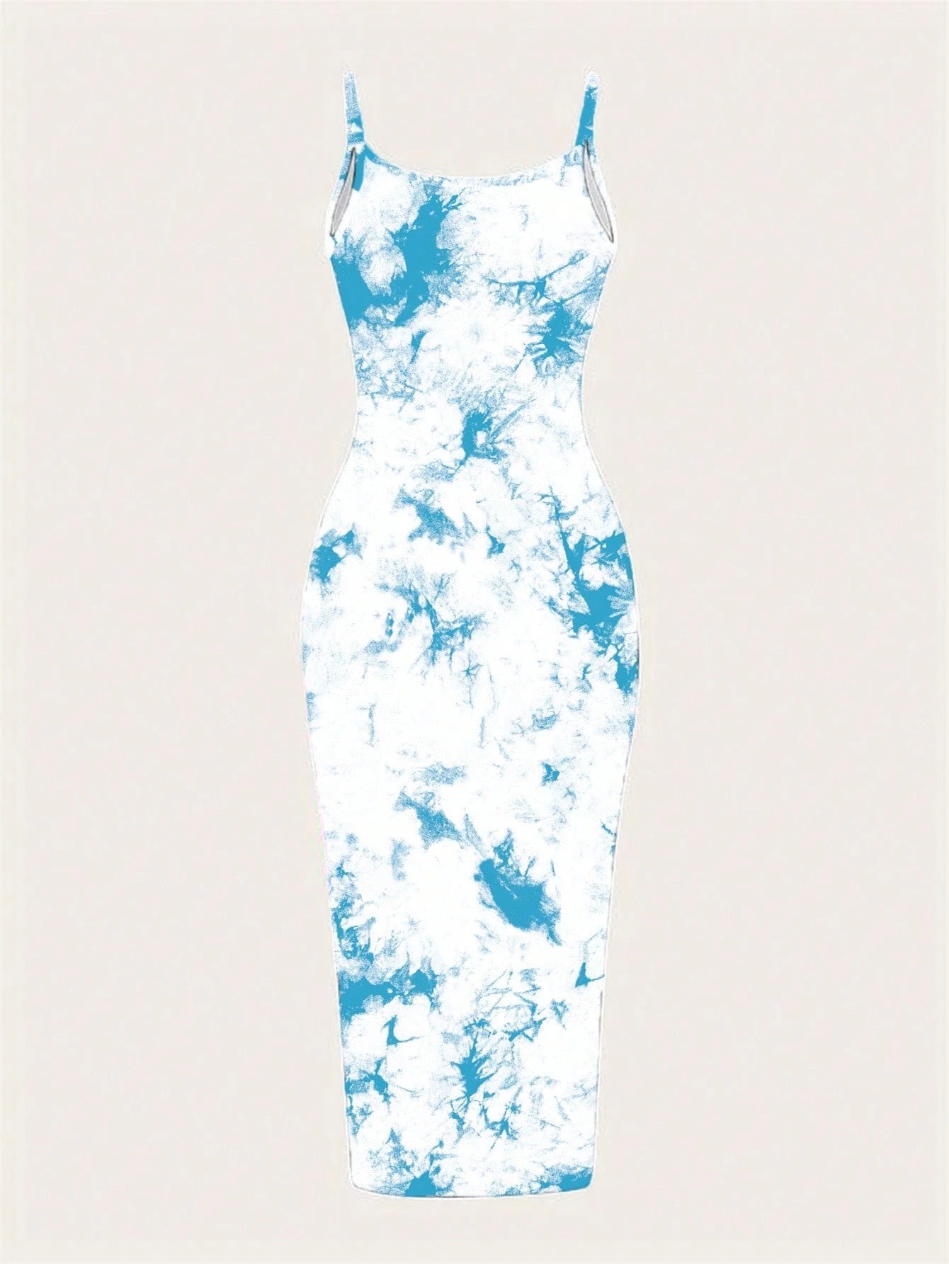 Tie-Dye Spaghetti Strap Bodycon Midi Dress – Minimal Summer Slip Dress