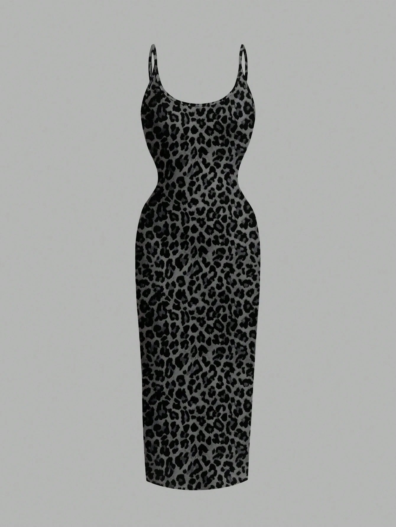 Leopard Print Spaghetti Strap Bodycon Midi Slip Dress – Minimalist Summer Going-Out Style