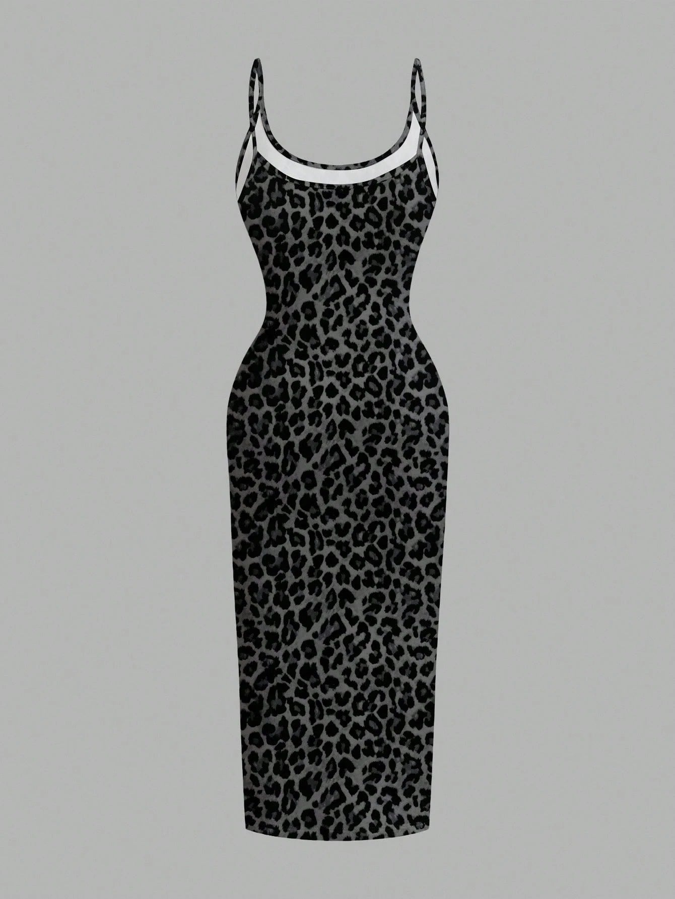 Leopard Print Spaghetti Strap Bodycon Midi Slip Dress – Minimalist Summer Going-Out Style