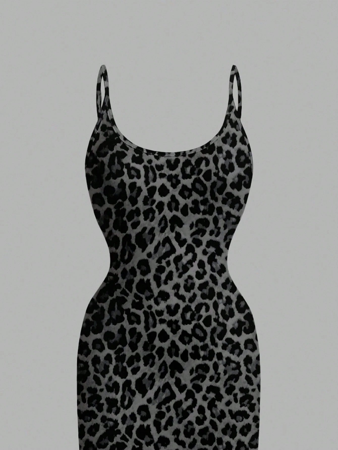 Leopard Print Spaghetti Strap Bodycon Midi Slip Dress – Minimalist Summer Going-Out Style