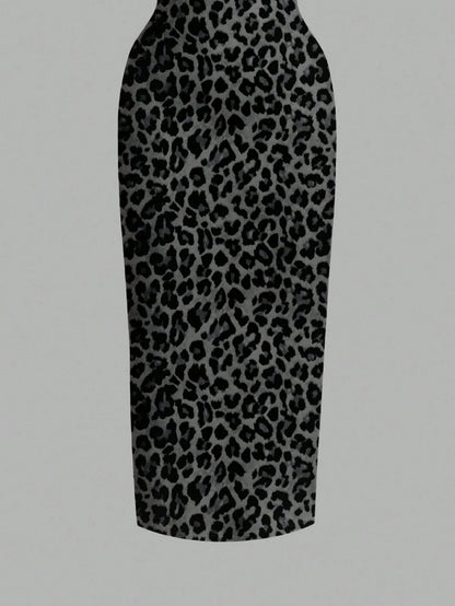 Leopard Print Spaghetti Strap Bodycon Midi Slip Dress – Minimalist Summer Going-Out Style