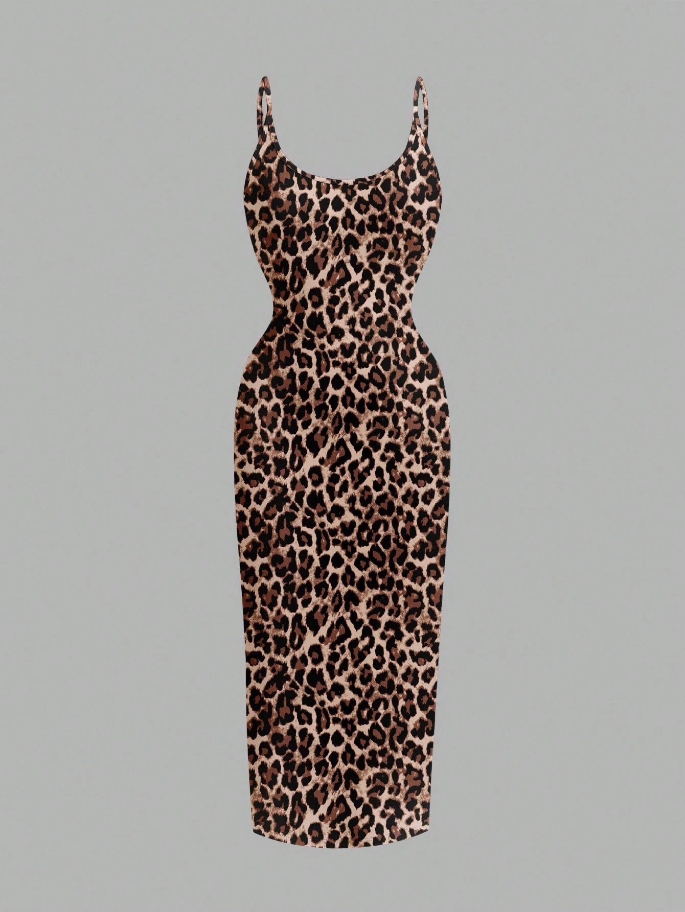 Leopard Print Spaghetti Strap Bodycon Midi Slip Dress – Minimalist Summer Going-Out Style