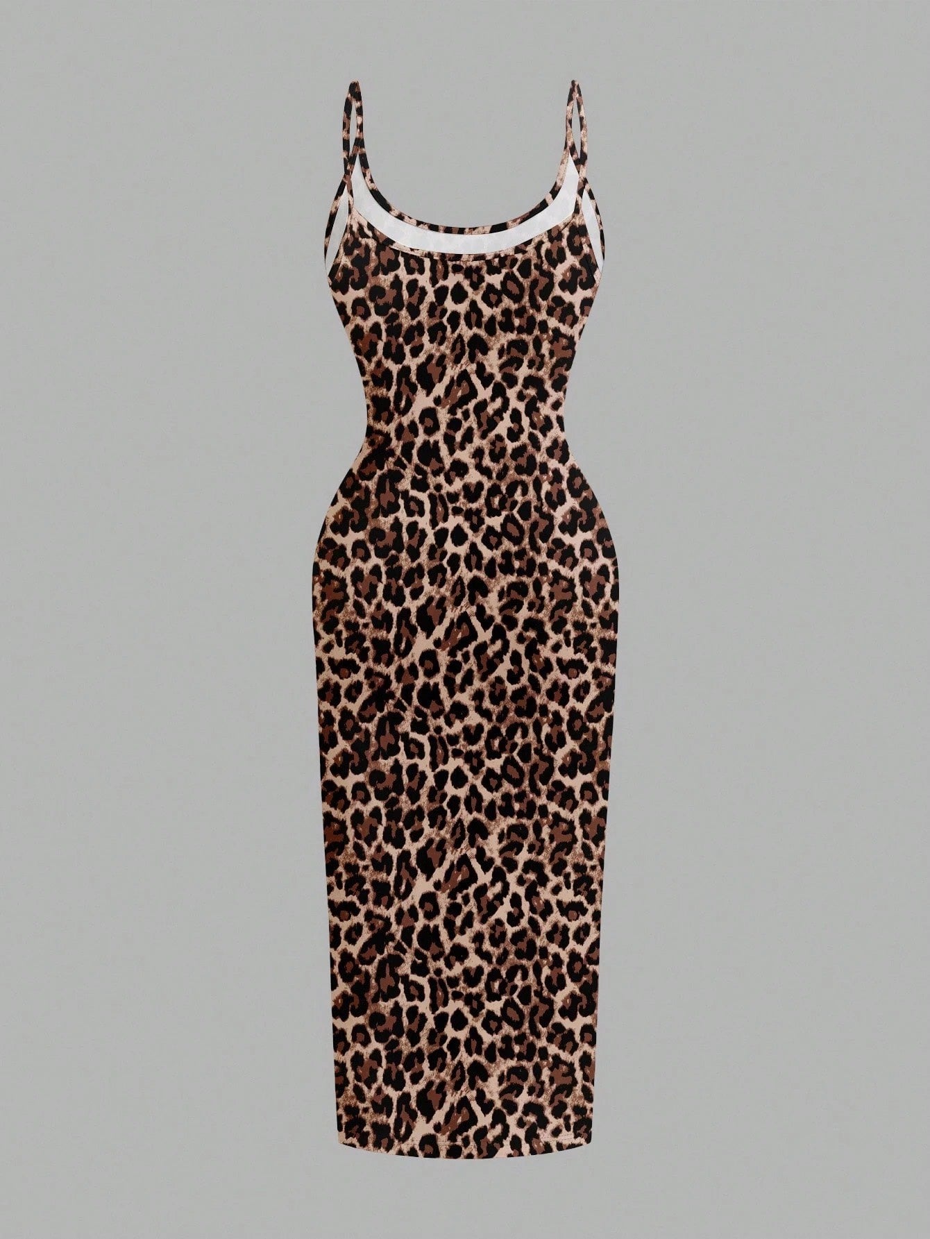 Leopard Print Spaghetti Strap Bodycon Midi Slip Dress – Minimalist Summer Going-Out Style