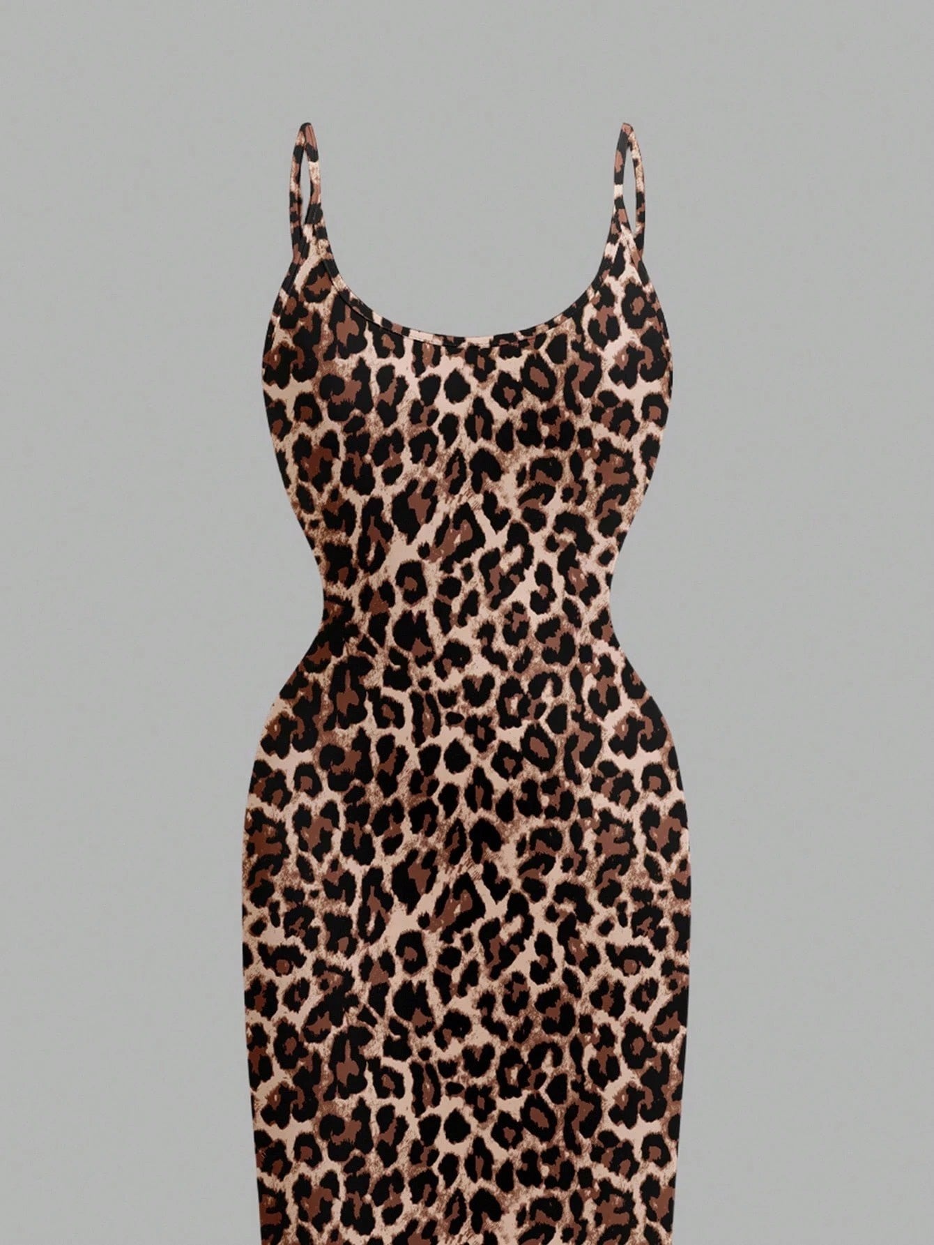 Leopard Print Spaghetti Strap Bodycon Midi Slip Dress – Minimalist Summer Going-Out Style