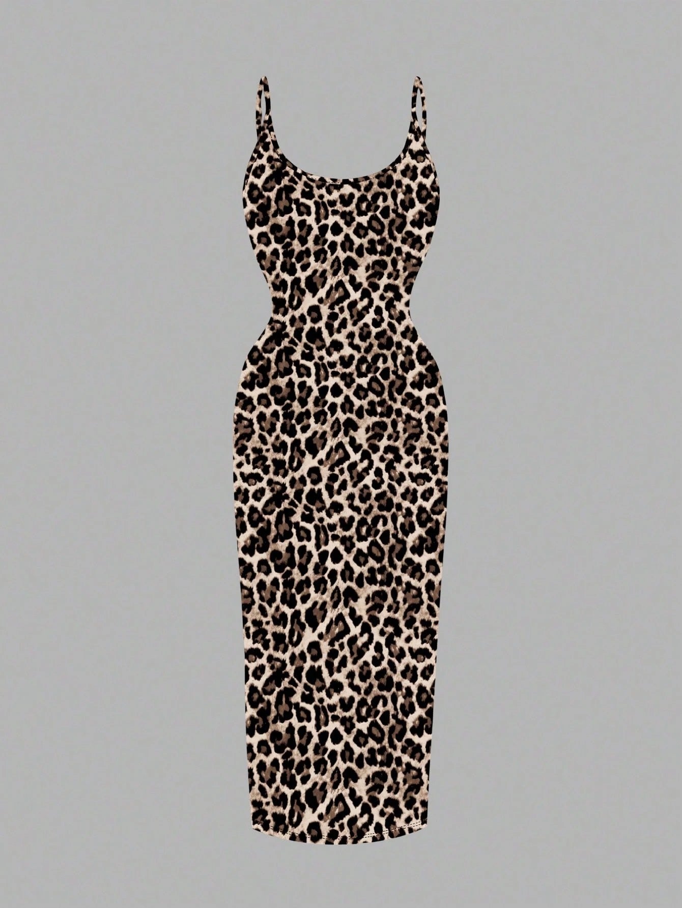 Leopard Print Spaghetti Strap Bodycon Midi Slip Dress – Minimalist Summer Going-Out Style