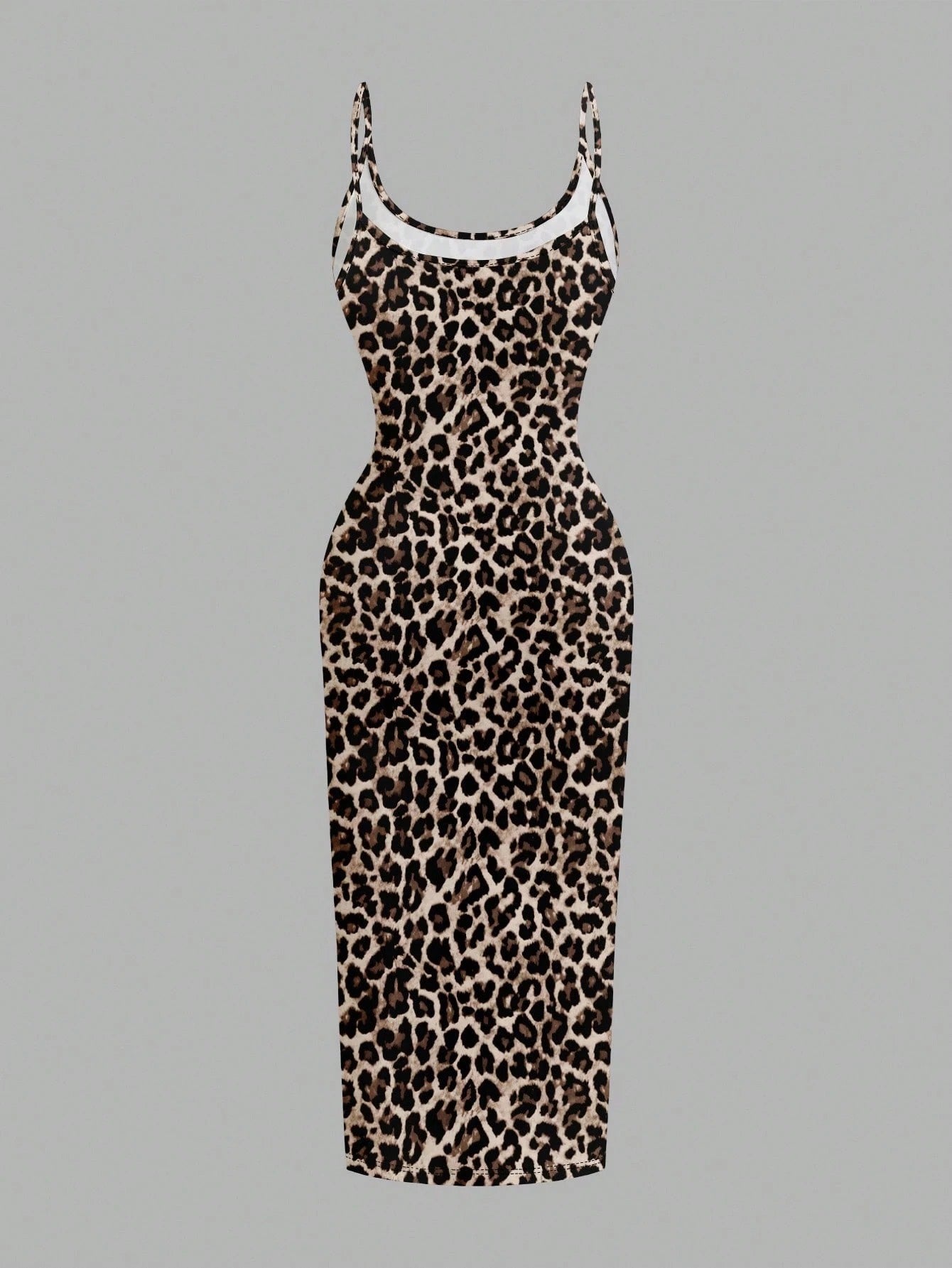 Leopard Print Spaghetti Strap Bodycon Midi Slip Dress – Minimalist Summer Going-Out Style