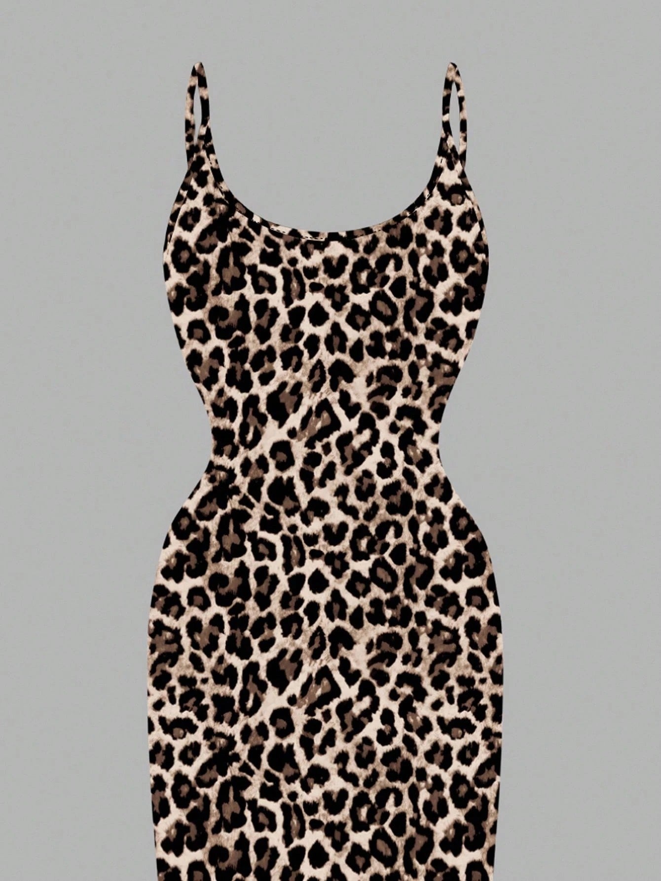 Leopard Print Spaghetti Strap Bodycon Midi Slip Dress – Minimalist Summer Going-Out Style