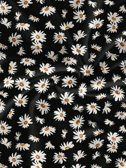 Daisy Print Spaghetti Strap Bodycon Midi Dress – Minimalist Summer Going-Out Style