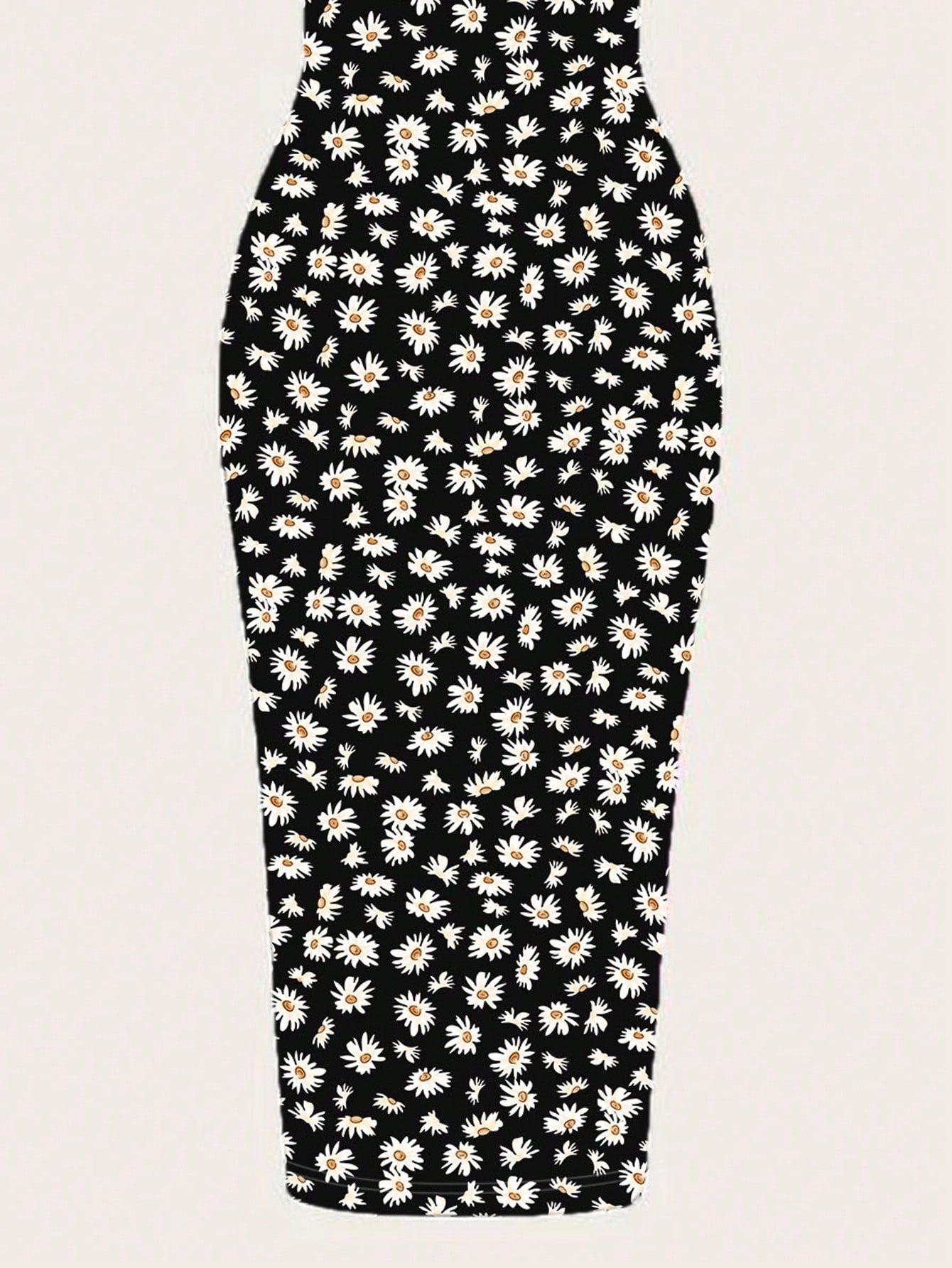 Daisy Print Spaghetti Strap Bodycon Midi Dress – Minimalist Summer Going-Out Style