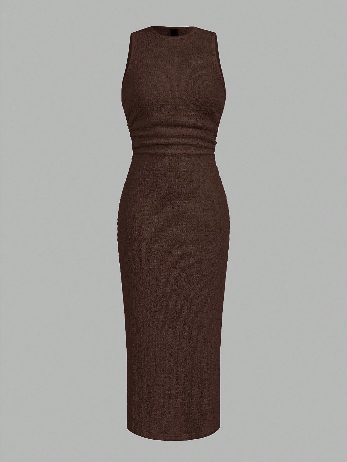 Textured Knit Bodycon Midi Dress | Sleeveless Slim Fit Elegant Casual Dress