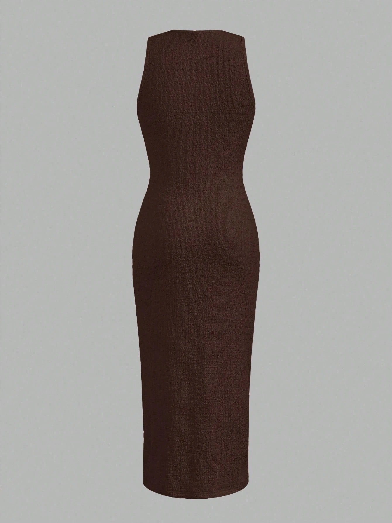 Textured Knit Bodycon Midi Dress | Sleeveless Slim Fit Elegant Casual Dress