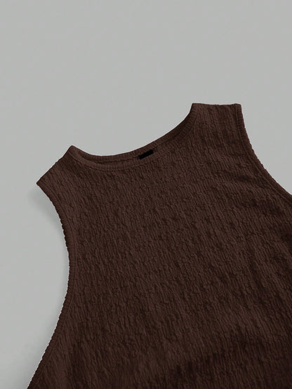 Textured Knit Bodycon Midi Dress | Sleeveless Slim Fit Elegant Casual Dress