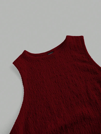 Textured Knit Bodycon Midi Dress | Sleeveless Slim Fit Elegant Casual Dress